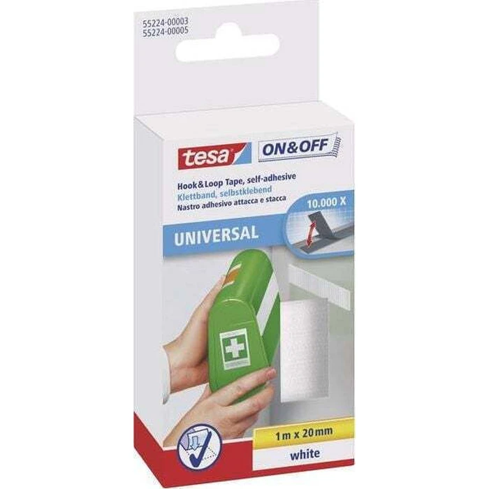 tesa ON&OFF Universal ταινία hook-and-loop (Velcro) λευκή 1 m x 20 mm
