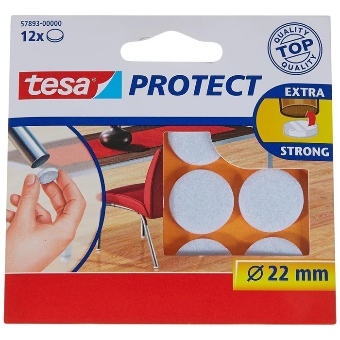 Tesa Protect Φιλτς προστατευτικά επίπλων στρογγυλά 22 mm λευκά - 12 τεμάχια