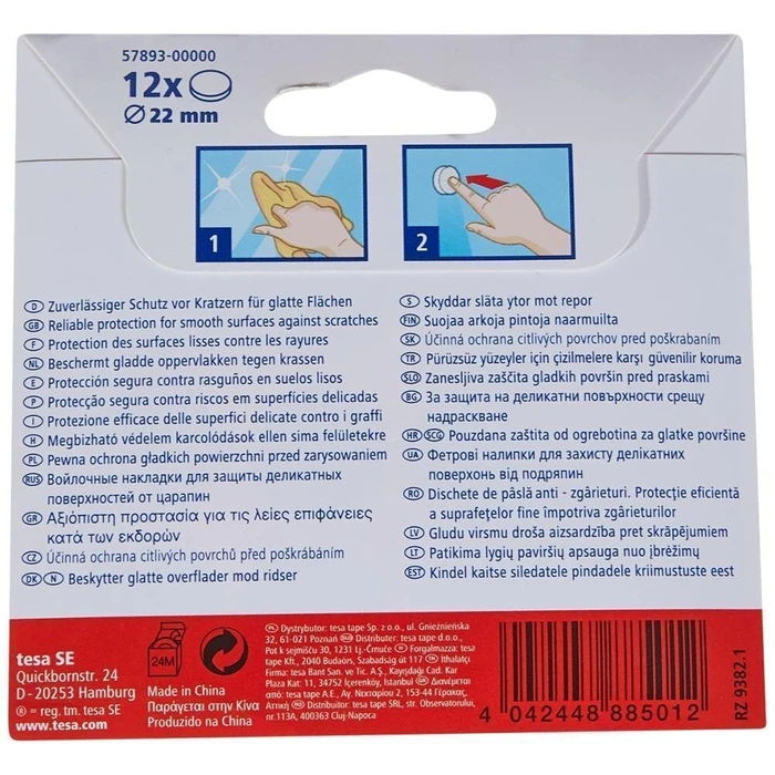 Tesa Protect Φιλτς προστατευτικά επίπλων στρογγυλά 22 mm λευκά - 12 τεμάχια