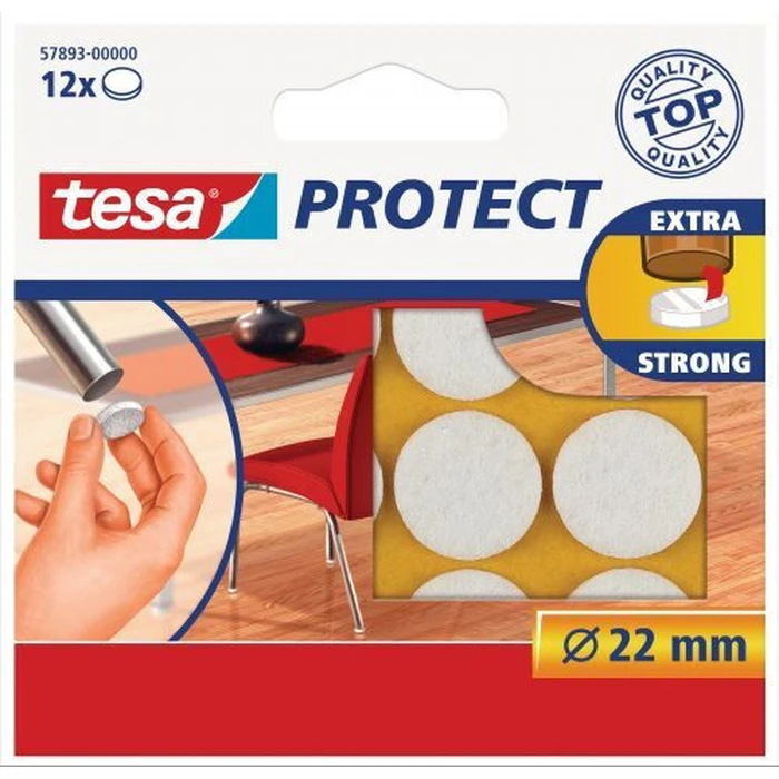 Tesa Protect Φιλτς προστατευτικά επίπλων στρογγυλά 22 mm λευκά - 12 τεμάχια