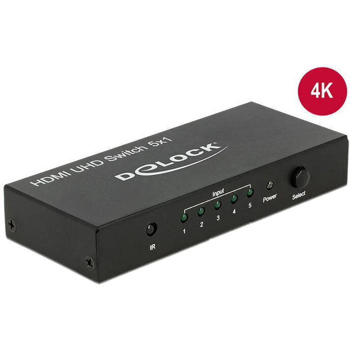 DELOCK HDMI Switch 5-in-1 to 1 Out, 4K UHD (Model 18685)