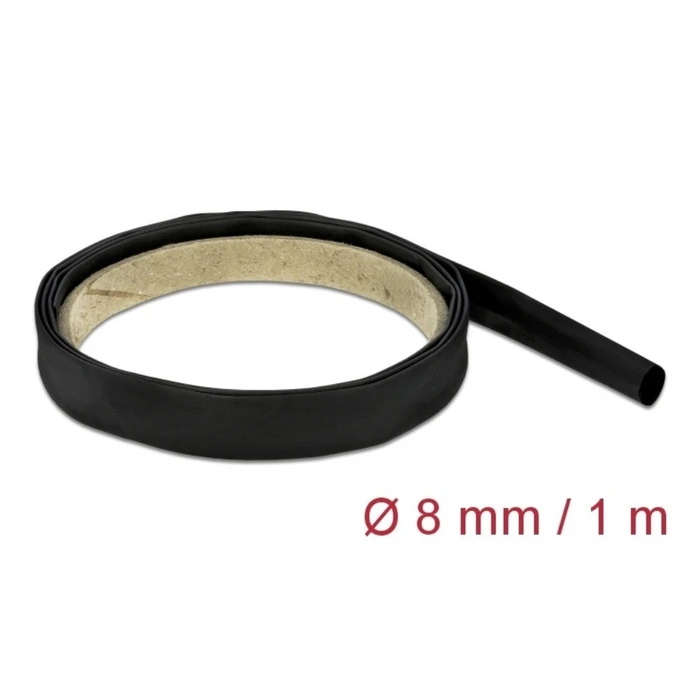 Θερμοσυστελλόμενος σωλήνας DELOCK 1 m x 8 mm, μαύρος