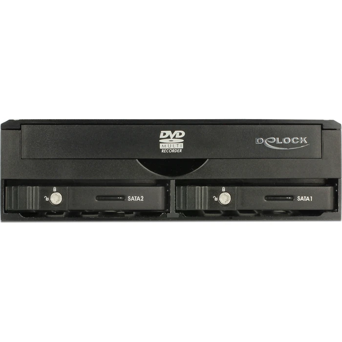 DeLOCK 5.25" Mobile Rack for 1 x 5.25" Slim Drive + 2 x 2.5" SATA HDD/SSD - Black (Model 47230)