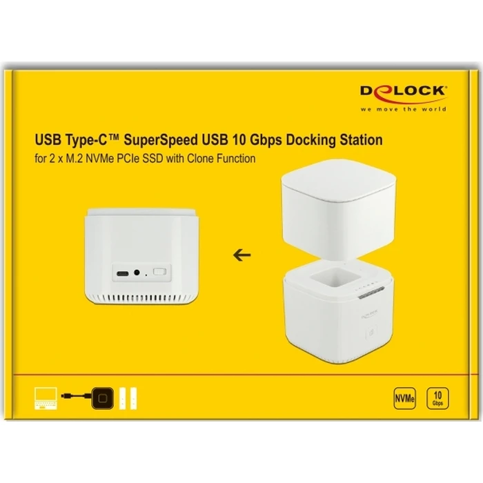 M.2 Docking Station for 2 x M.2 NVMe PCIe SSD with Clone Function - Delock (63331)