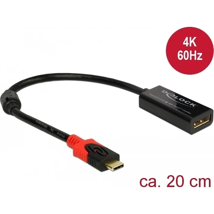 DELOCK USB-C (male) to DisplayPort (female) Adapter for USB Type-C monitors — 4K@60Hz (Model 63928)