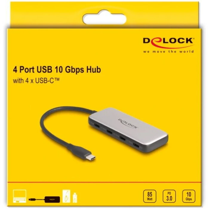 DELOCK USB Hub Type-C 10 Gbps με 4x USB Type-C θύρες (μοντέλο 64261)