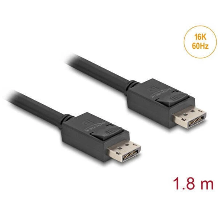 DELOCK DisplayPort Cable 2.1 - 16K / 80 Gbps - 1.8 m (Black) - MPN 81175