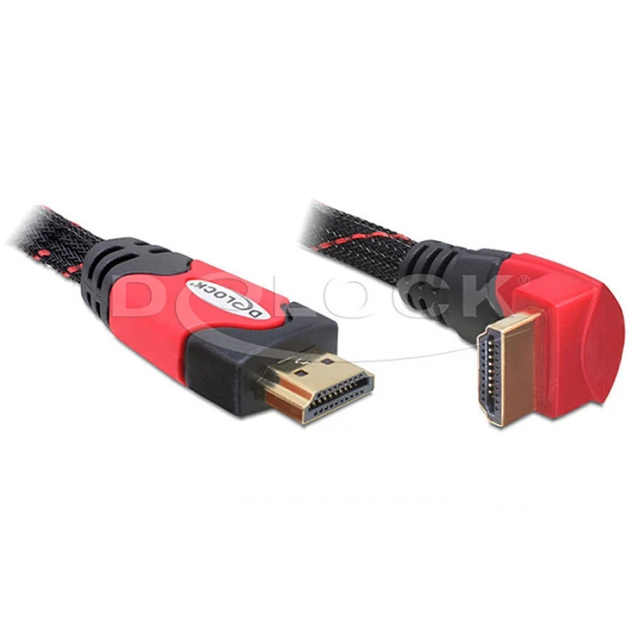 Delock 82686 Καλώδιο HDMI 2.0 Premium High Speed 4K 60Hz HDR Γωνιακό (90°) HDMI αρσ.-HDMI αρσ. 2m Μαύρο