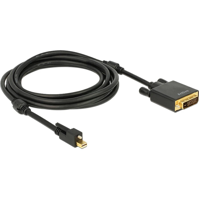DELOCK mini DisplayPort 1.2 (male, with screw) to DVI‑D (male) Active 4K Cable, 3 m