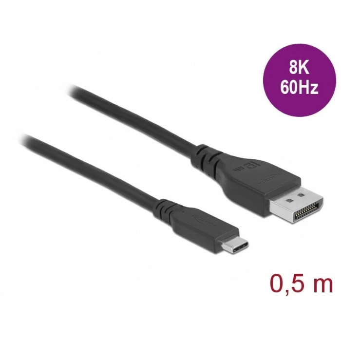 Delock διπλής κατεύθυνσης καλώδιο USB Type-C σε DisplayPort (DP Alt Mode) 0,5 m 8K 60 Hz