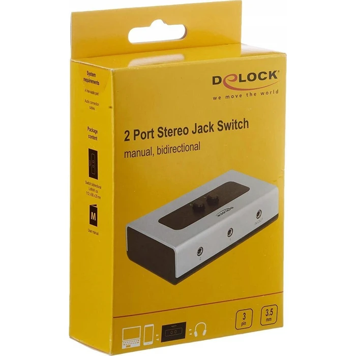 Delock 2-θύρων διακόπτης 3.5 mm (Klinke) χειροκίνητος, αμφίδρομος