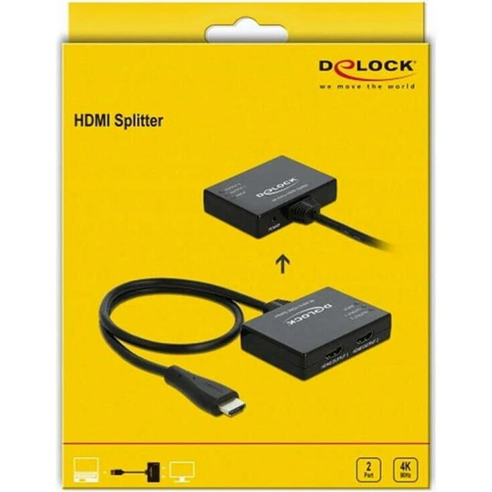 DELOCK HDMI Splitter 1 x HDMI in > 2 x HDMI out 4K 60 Hz (MPN: 87747)