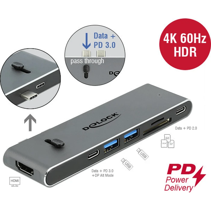 Dockingstation Dual USB Type-C™ με HDMI, USB 3.2, SD card reader και PD 3.0 - Delock 87752