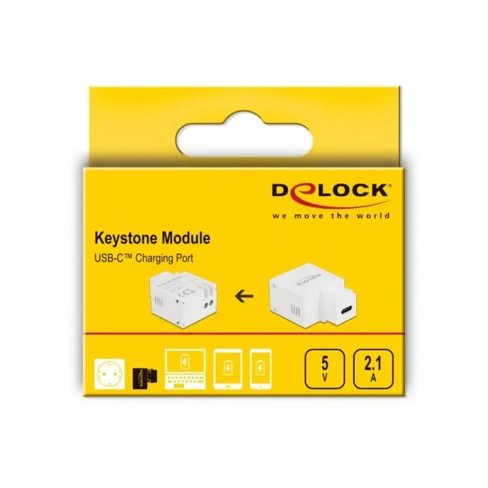 Delock Keystone Modul με θύρα φόρτισης USB Type-C 2,1 A λευκό