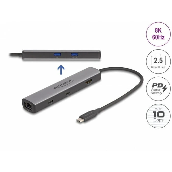 USB 40 Gbps USB Type-C Docking Station 8K - HDMI / USB 10 Gbps / 2.5 Gigabit LAN / PD 3.0 100 W - DeLOCK 87865