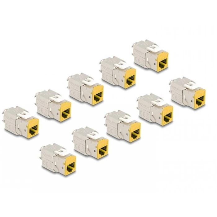 Σετ 10 Keystone RJ45 LSA Cat.6A εργαλείο-χωρίς (tool-free) κίτρινα, Delock 88111