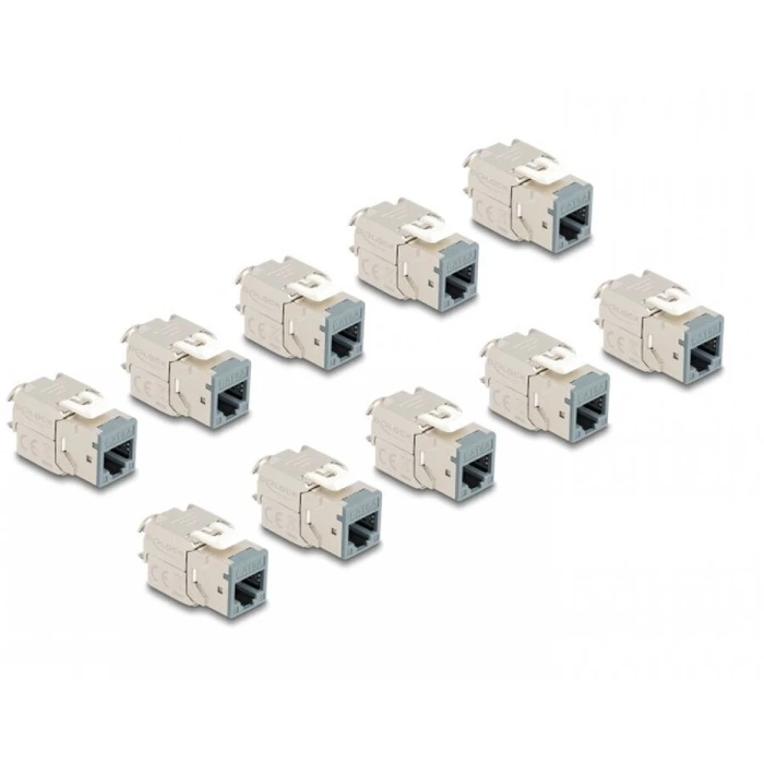 Delock Keystone Module RJ45 Jack to LSA Cat.6A Tool-free Grey - Set of 10 (Model 88120)