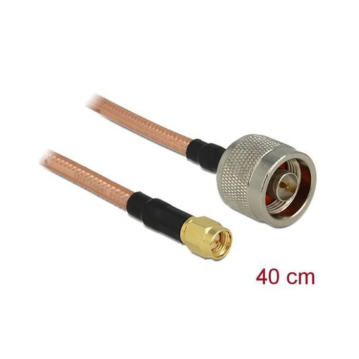 DeLock HF N Plug to SMA Plug Cable 0.4 m RG-142 Low Loss, Model 88896
