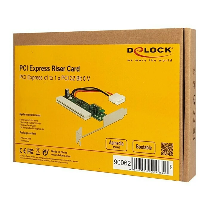 Delock Riser Κάρτα PCI Express x1 σε 1 x PCI 32-bit 5V (Asmedia, MPN 90062)