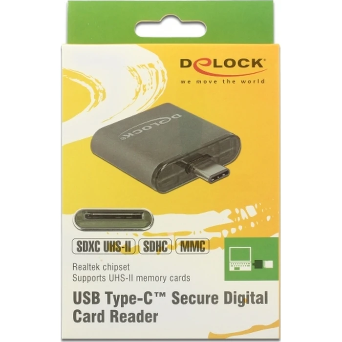 Αναγνώστης καρτών Delock USB-C σε SDHC/SDXC UHS-II / MMC μονής υποδοχής (μοντέλο 91498)