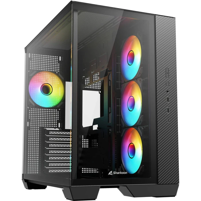 Sharkoon Steel Shark Gaming Midi Tower (Μαύρο, 2 Tempered Glass πλαϊνά, ARGB φωτισμός)