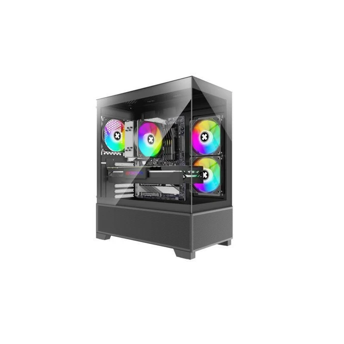 Xilence Xilent Beam XG172 Gaming Midi Tower Case with Side Window and ARGB Lighting - Black