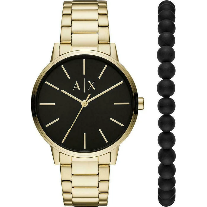 Armani Exchange Cayde Set Ανδρικό Ρολόι 42mm Χρυσό Μεταλλικό Μπρασελέ (AX7144)