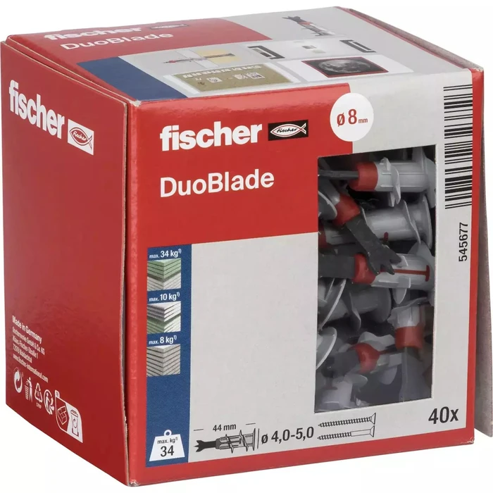 Υλικά στερέωσης Fischer Βύσμα γυψοσανίδας DuoBlade 40 τεμ. αυτοδιάτρητο για γυψοσανίδα και γυψοϊνοσανίδα