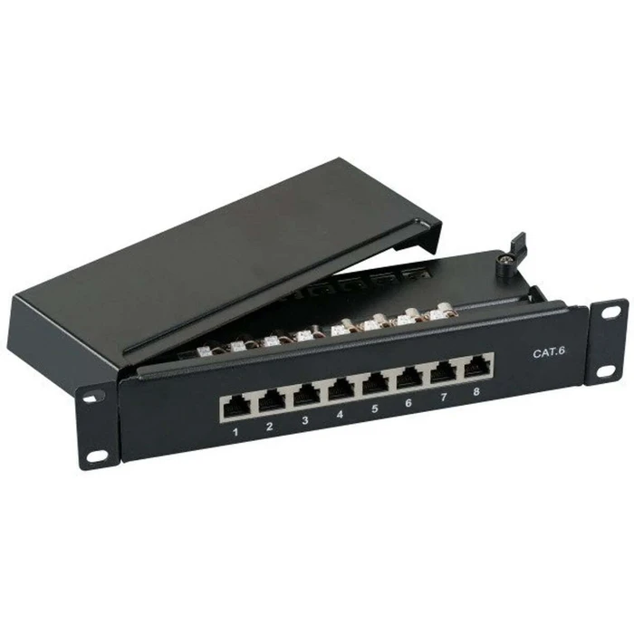 EFB Mini-Patchpanel STP 8xRJ45 Cat6A 10'' 1U Μαύρο (37736SW.8)