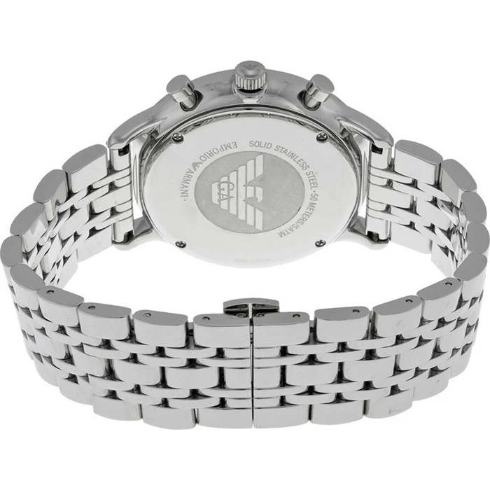 Emporio Armani Classic Men's Watch 43mm Quartz Chronograph Silver Stainless Steel Bracelet AR0389