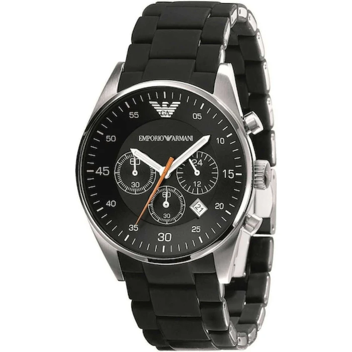 Emporio Armani Women's Watch AR5858 (43 mm) - Black Dial, Black Silicone Strap
