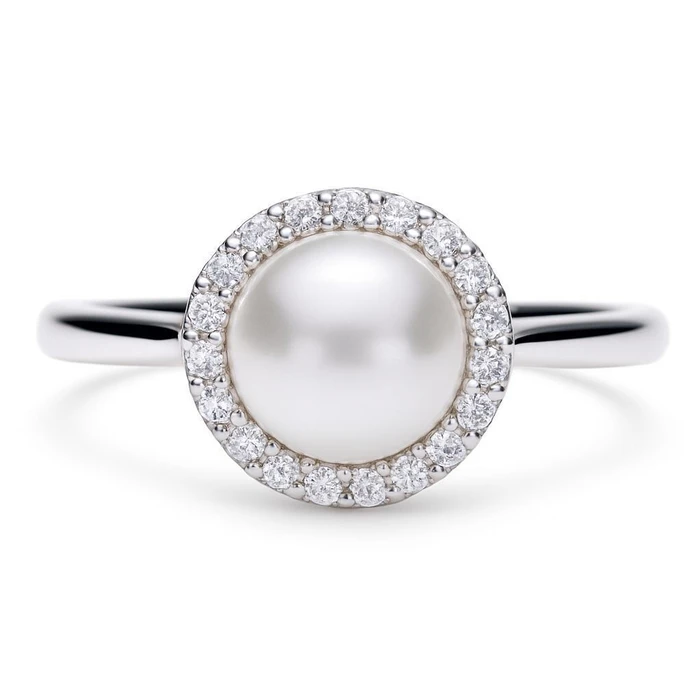 Diamonfire Γυναικείο Δαχτυλίδι με Πέρλα & Ζιργκόν από Ασήμι, Μέγεθος 16