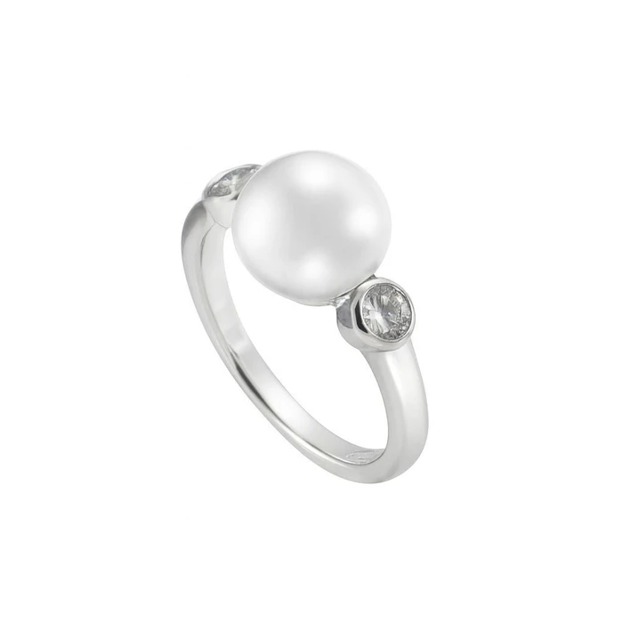 Diamonfire Γυναικείο Δαχτυλίδι με Πέρλα & Ζιργκόν από Ασήμι, Μέγεθος 17,5
