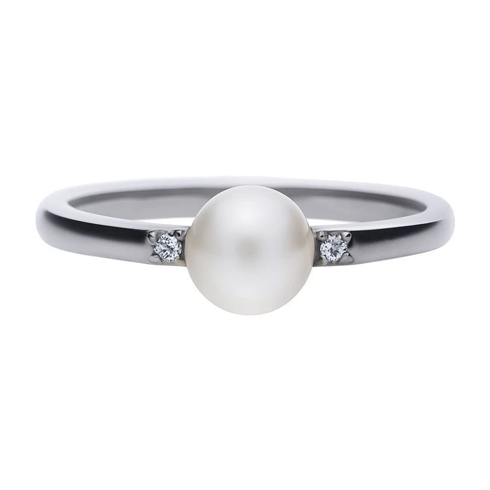 Diamonfire Women's Sterling Silver Pearl & Zirconia Ring, Size 16