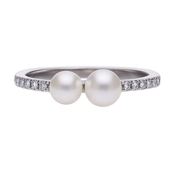 Diamonfire Γυναικείο Δαχτυλίδι με Πέρλες & Ζιργκόν, Ασήμι, Μέγεθος 16,5