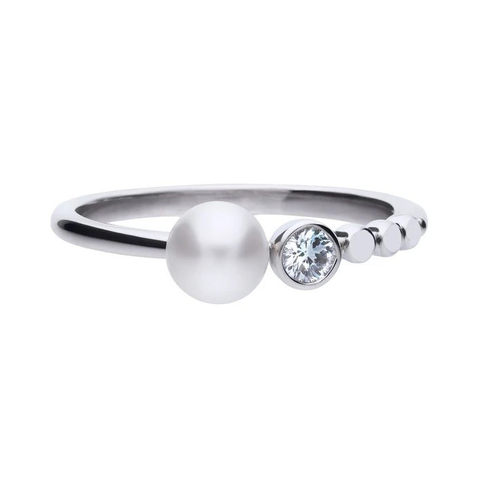 Diamonfire Γυναικείο Δαχτυλίδι με Πέρλες & Ζιργκόν από Ασήμι - Μέγεθος 17,5