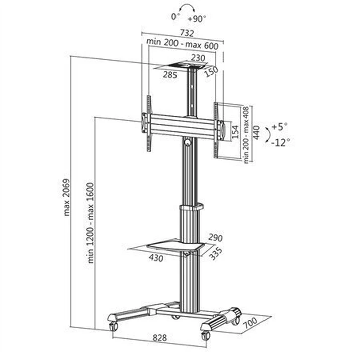 LogiLink Floor Display Cart 37-70" Silver (BP0025)