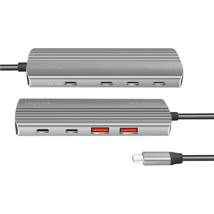 LogiLink USB Hub 7 θυρών USB 3.2 Gen2, 2x USB-A, 5x USB-C, PD 100W, αλουμίνιο