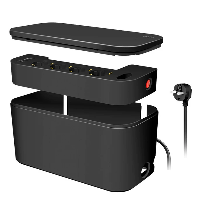 LogiLink Power Strip 5-Socket with 2x USB-A, 1x USB-C, 1.5 m Cable, Black (LPS282U)