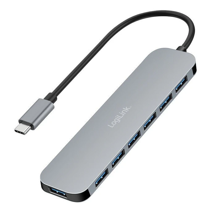 LogiLink USB-C 7-Port USB 3.2 Hub (7x USB-A), Aluminum, Model UA0457