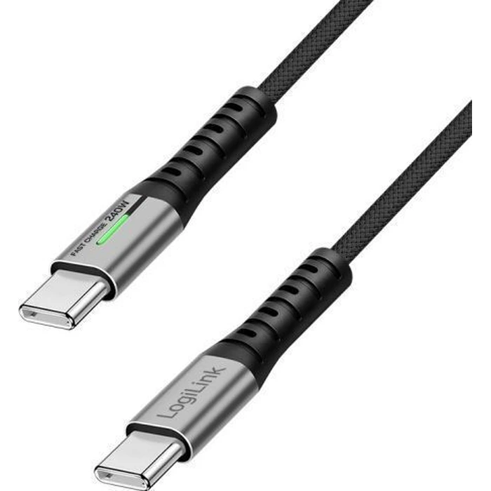 LogiLink LED USB 3.2 Καλώδιο USB-C αρσ. - USB-C 240W PD Μαύρο 2m CU0444