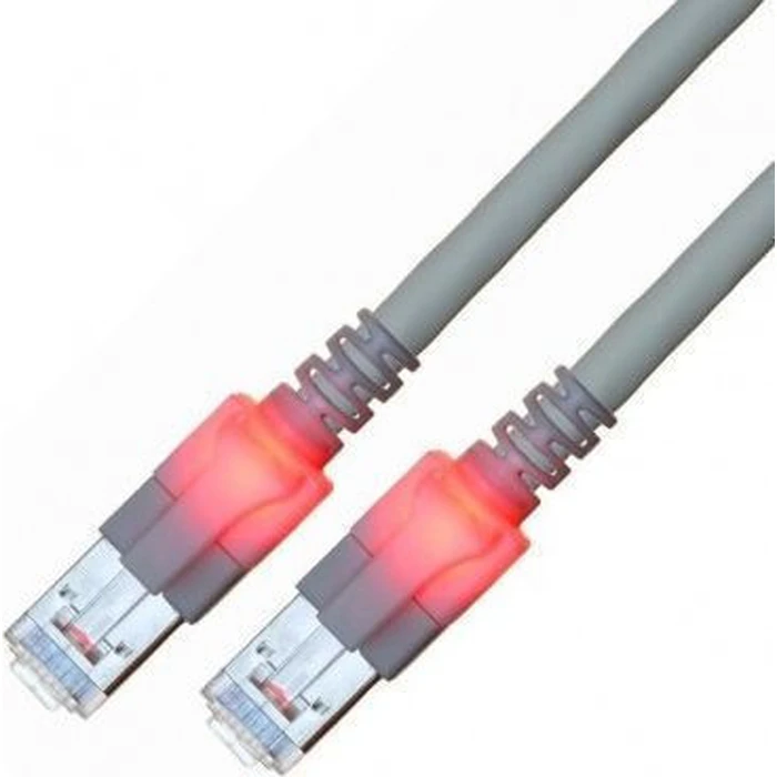 EasyLan DualBoot LED Patchkabel RJ45 S/FTP Cat.6 (Class E), με saCon βύσμα, LSOH, γκρι, 10 m