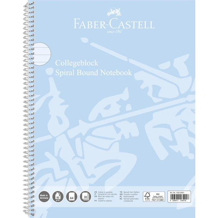 Faber-Castell Spiral Notebook A4 80 Sheets Ruled Blue
