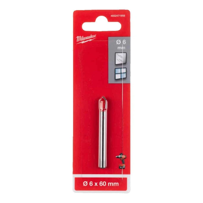 Milwaukee Carbide Drill Bit 6x60mm for Glass, Tiles and Building Materials (4932471958)