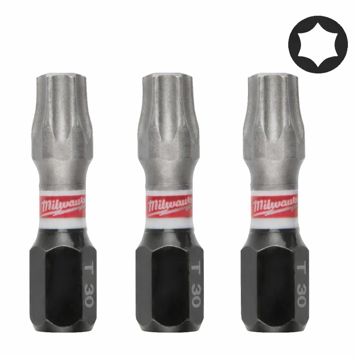 Milwaukee Shockwave Tx30 25mm Screwdriver Bits Set 3 pcs