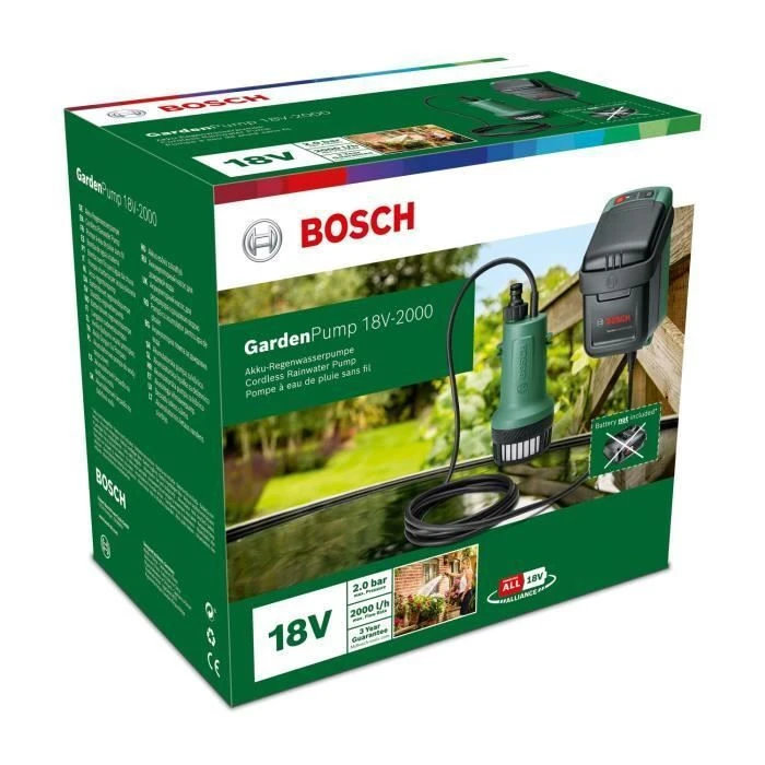 Bosch GardenPump 18V-2000 Αντλία βυθιζόμενη/πίεσης (solo, χωρίς μπαταρία και φορτιστή)