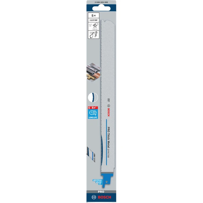 Λάμες σέγας Bosch S1237HBF για χοντρό μέταλλο 1.1 x 25 x 300 mm, 5 τεμ.