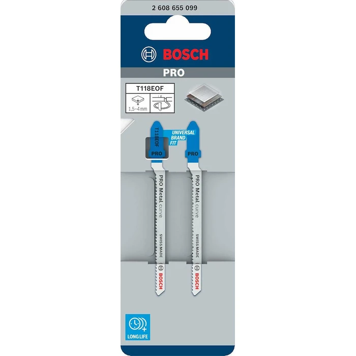 Bosch Λάμα T-shank Metal Curve T118EOF 83 mm 2 τμχ