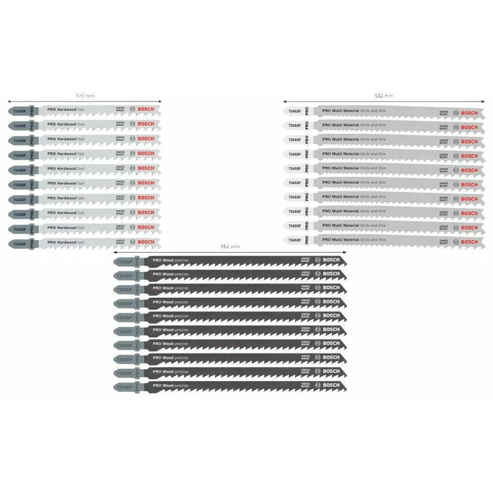 Bosch T-shank Saw Blade Set Pro Wood Metal Rough Cut 100mm 30pcs