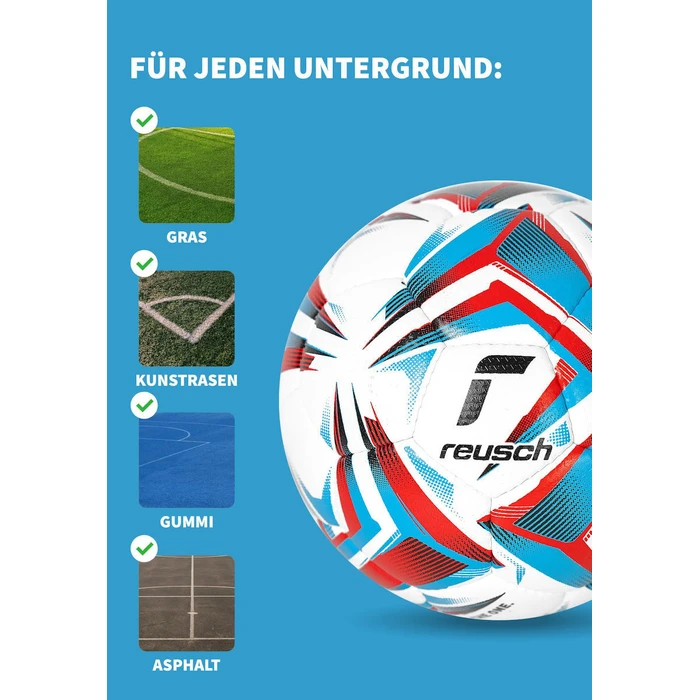 Reusch Attrakt Infinity Football (Soccer) Ball 5554002-1617 White-Blue-Red Size 5